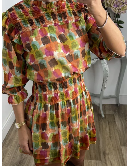 Vestido Colres tono naranja