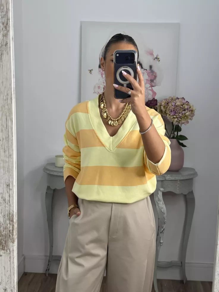 Sudadera Rayas amarilla y naranja pastel