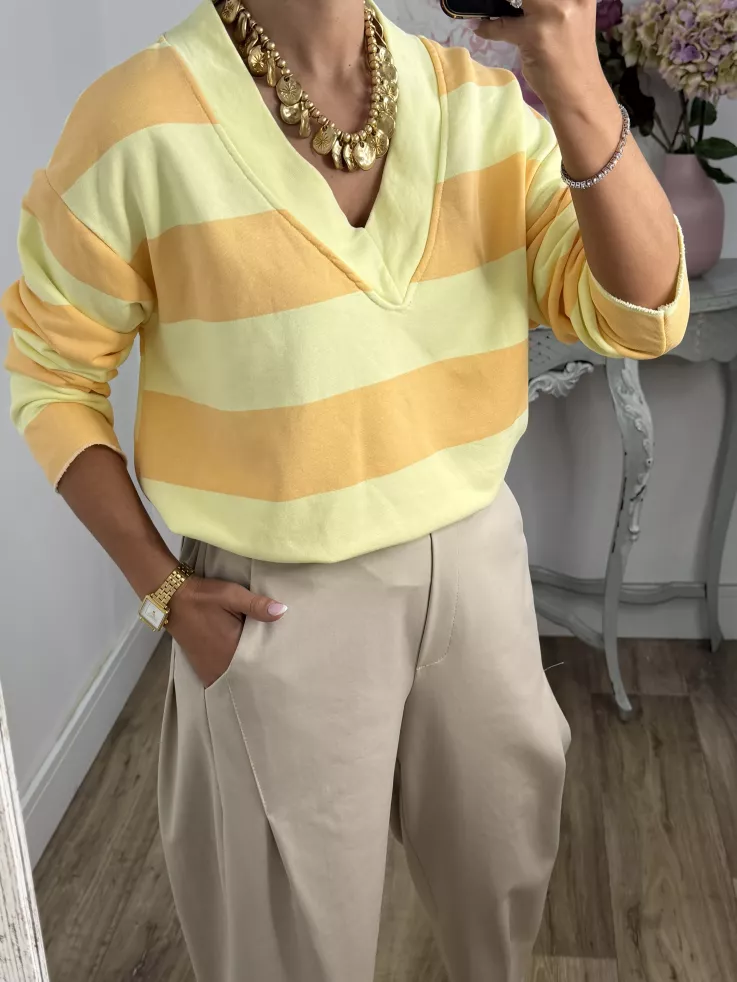 Sudadera Rayas amarilla y naranja pastel