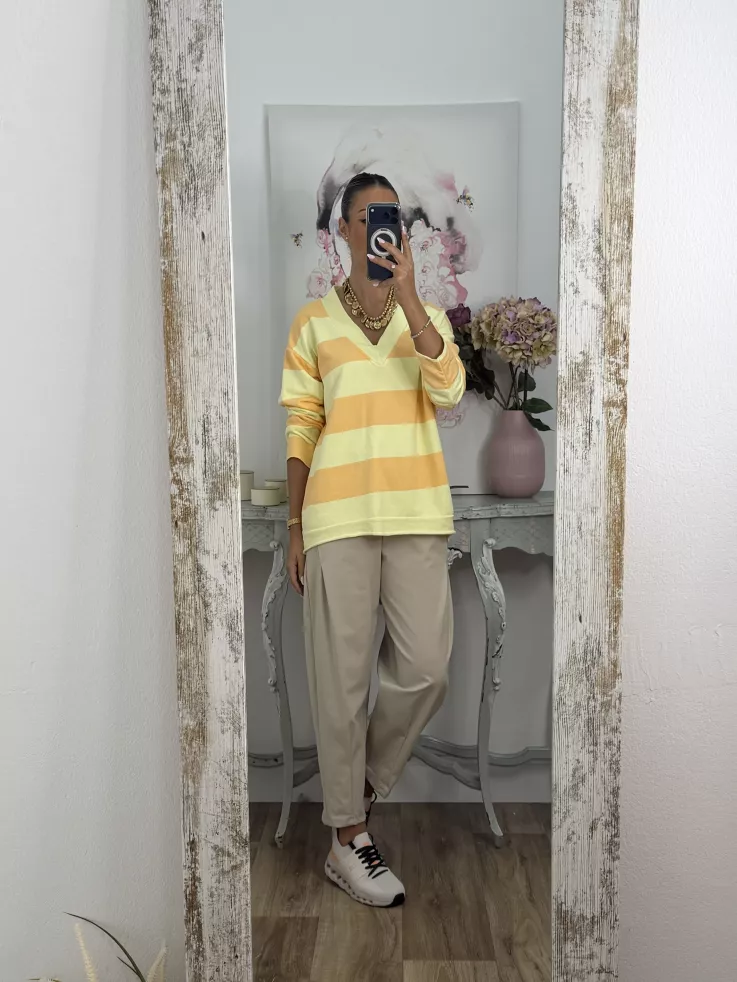 Sudadera Rayas amarilla y naranja pastel