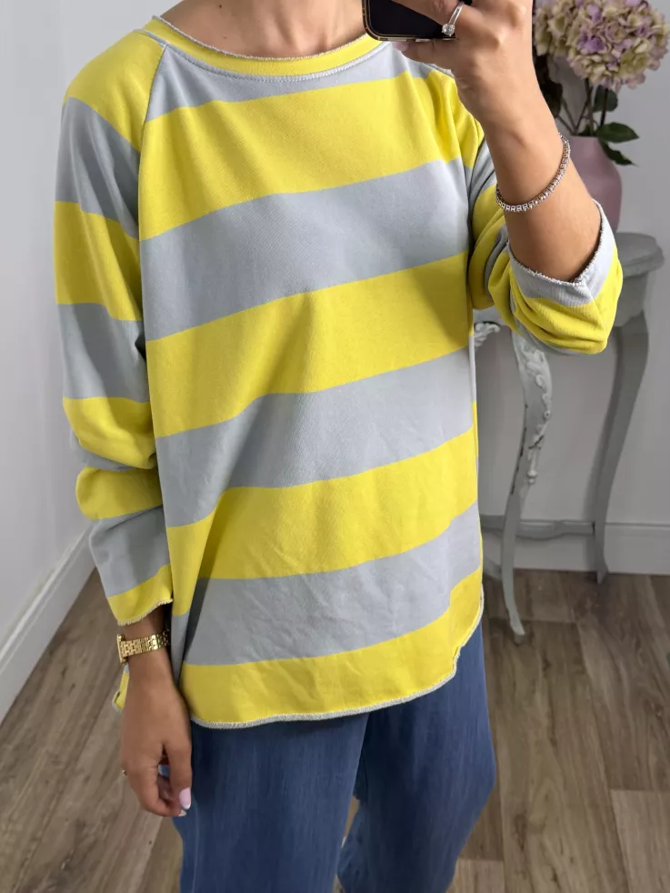 Sudadera Rayas azul amarilla y gris