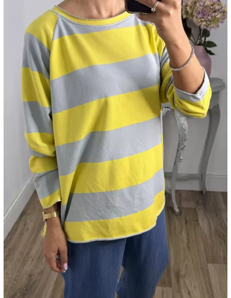 Sudadera Rayas azul amarilla y gris