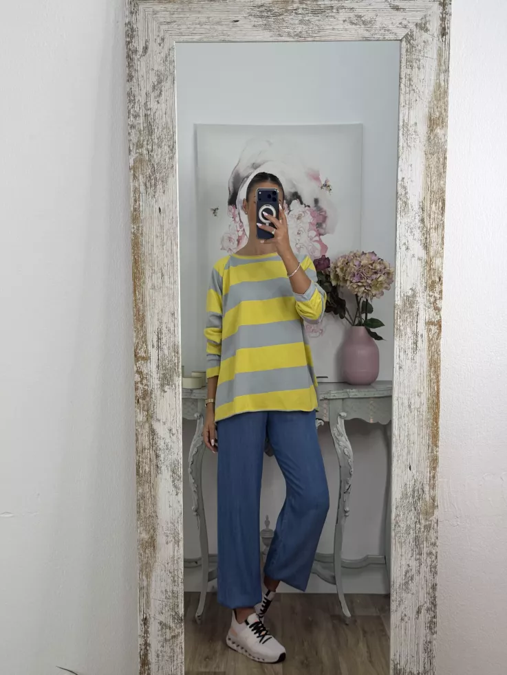 Sudadera Rayas azul amarilla y gris