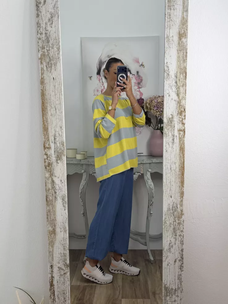 Sudadera Rayas azul amarilla y gris
