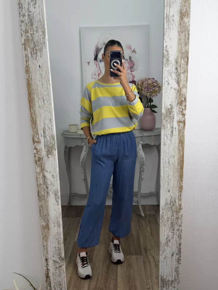 Sudadera Rayas azul amarilla y gris