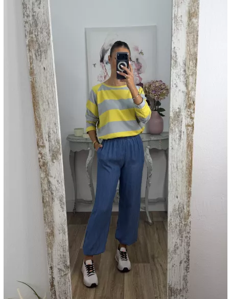 Sudadera Rayas azul amarilla y gris