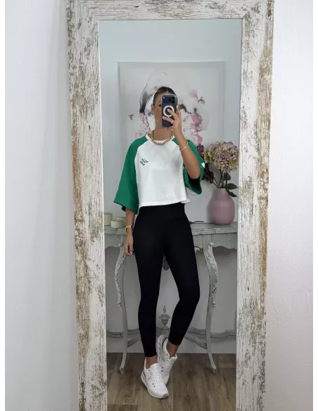 Camiseta Manhattan blanca y verde