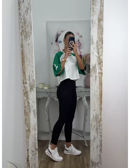 Camiseta Manhattan blanca y verde