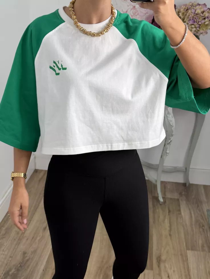 Camiseta Manhattan blanca y verde