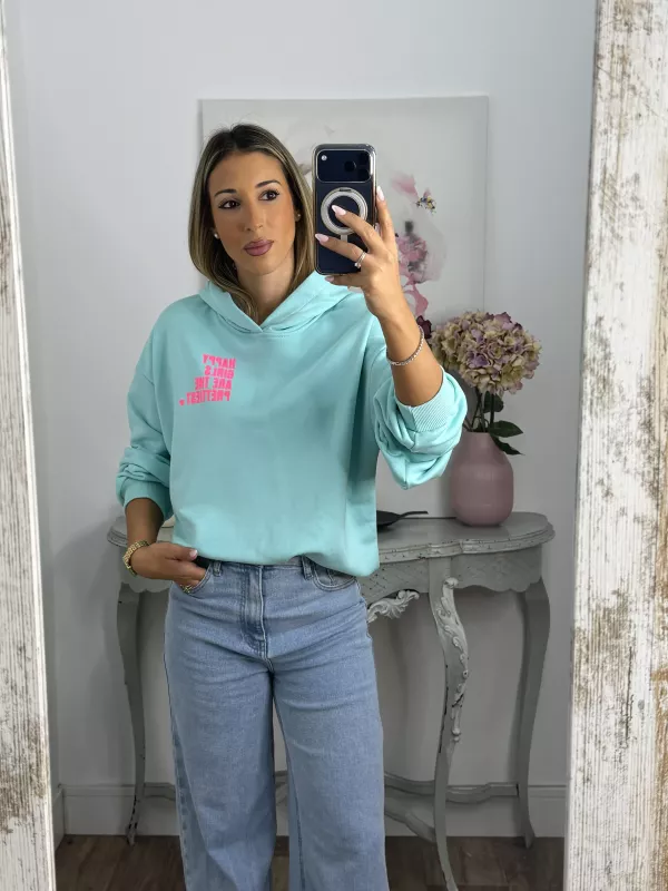 Sudadera Happy verdeagua