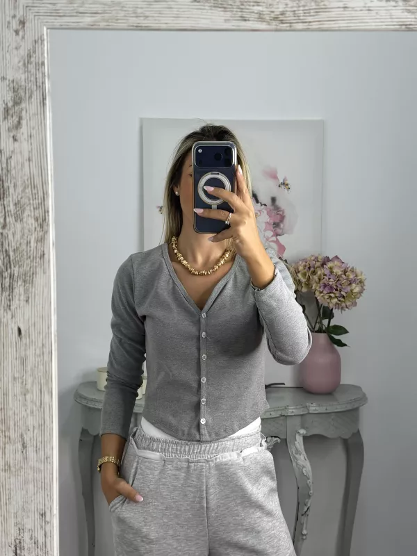 Camiseta Valeris botones gris