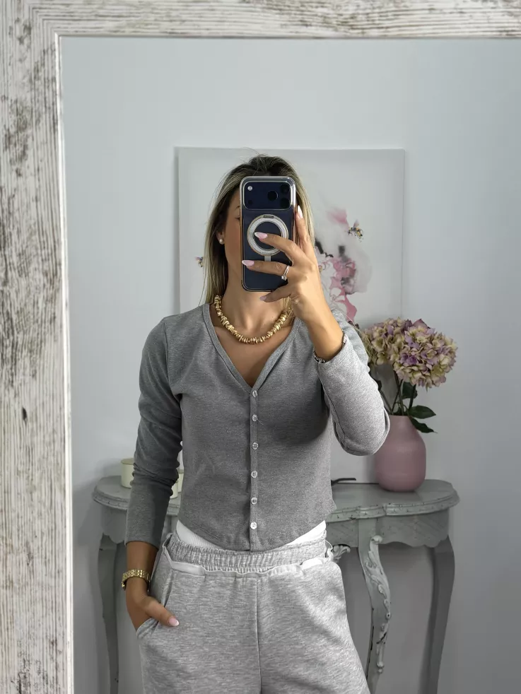 Camiseta Valeris botones gris