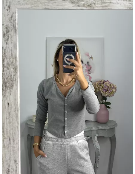 Camiseta Valeris botones gris