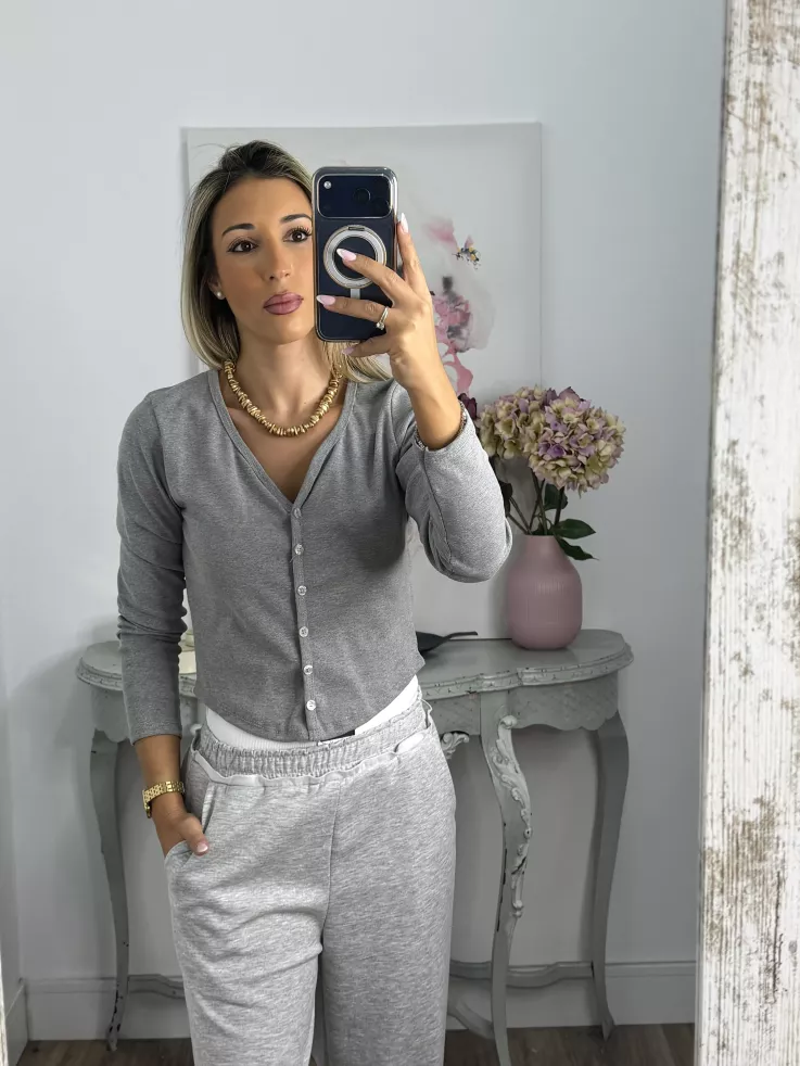 Camiseta Valeris botones gris