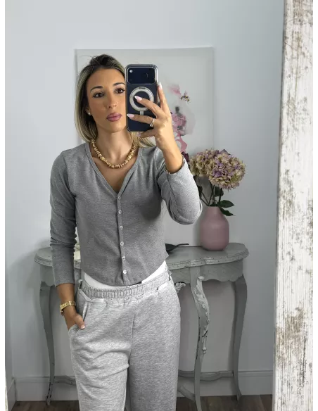 Camiseta Valeris botones gris