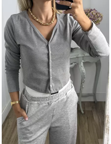 Camiseta Valeris botones gris