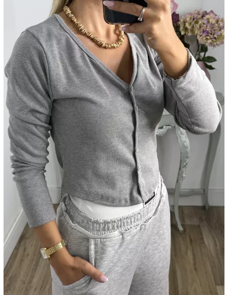 Camiseta Valeris botones gris