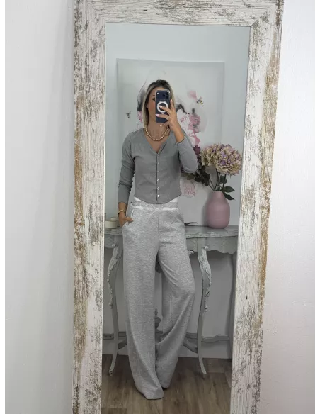 Camiseta Valeris botones gris