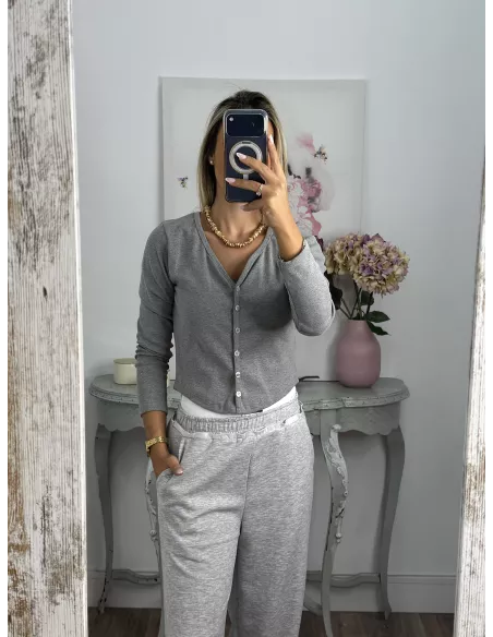 Camiseta Valeris botones gris