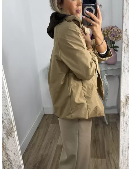 Cortavientos cuello chimenea camel