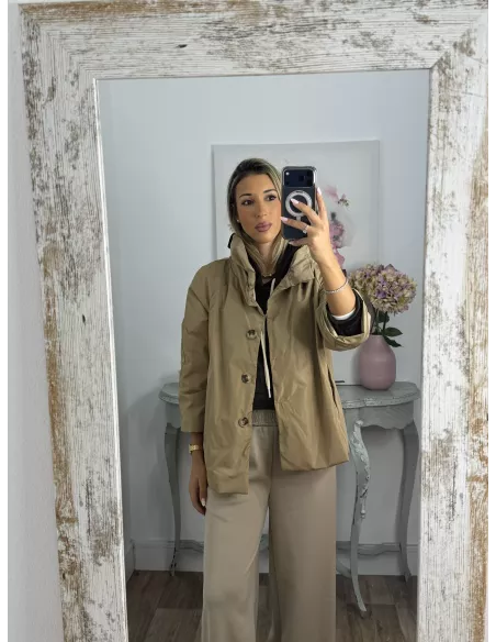 Cortavientos cuello chimenea camel