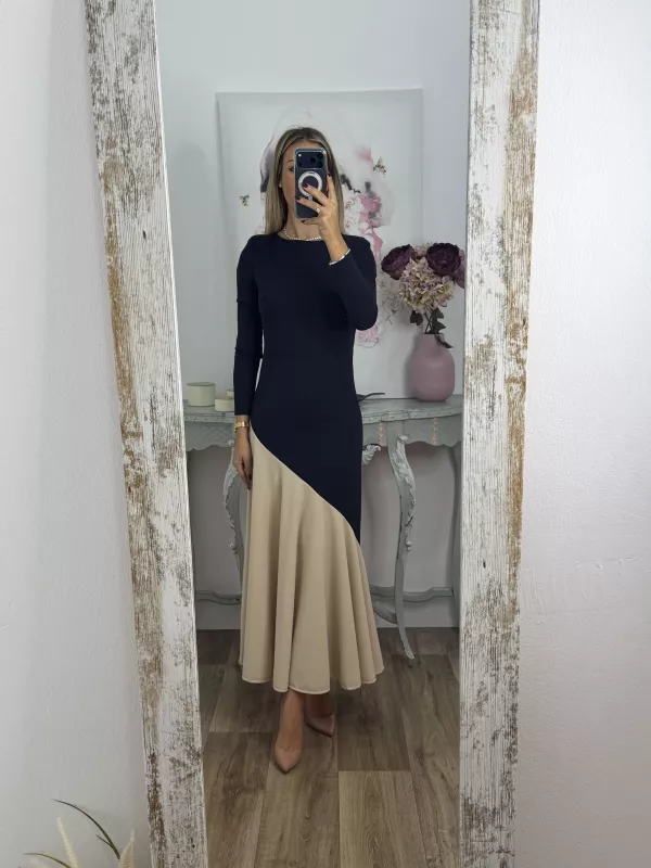 Vestido Jerez azul y biege