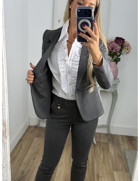Traje chaqueta y pantalón pitillo gris