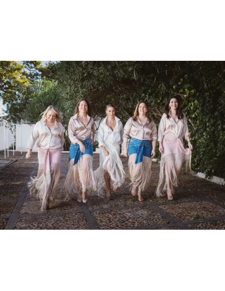 Falda azul borda con flecos