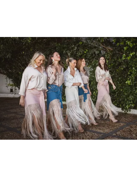 Falda rosa borda con flecos