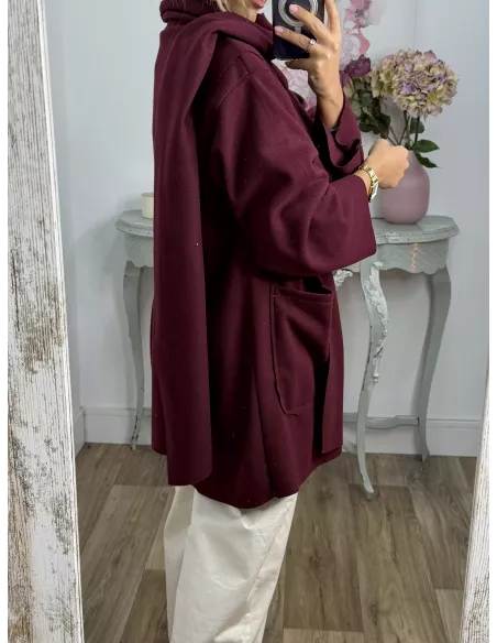 Chaqueta tipo capa burdeos