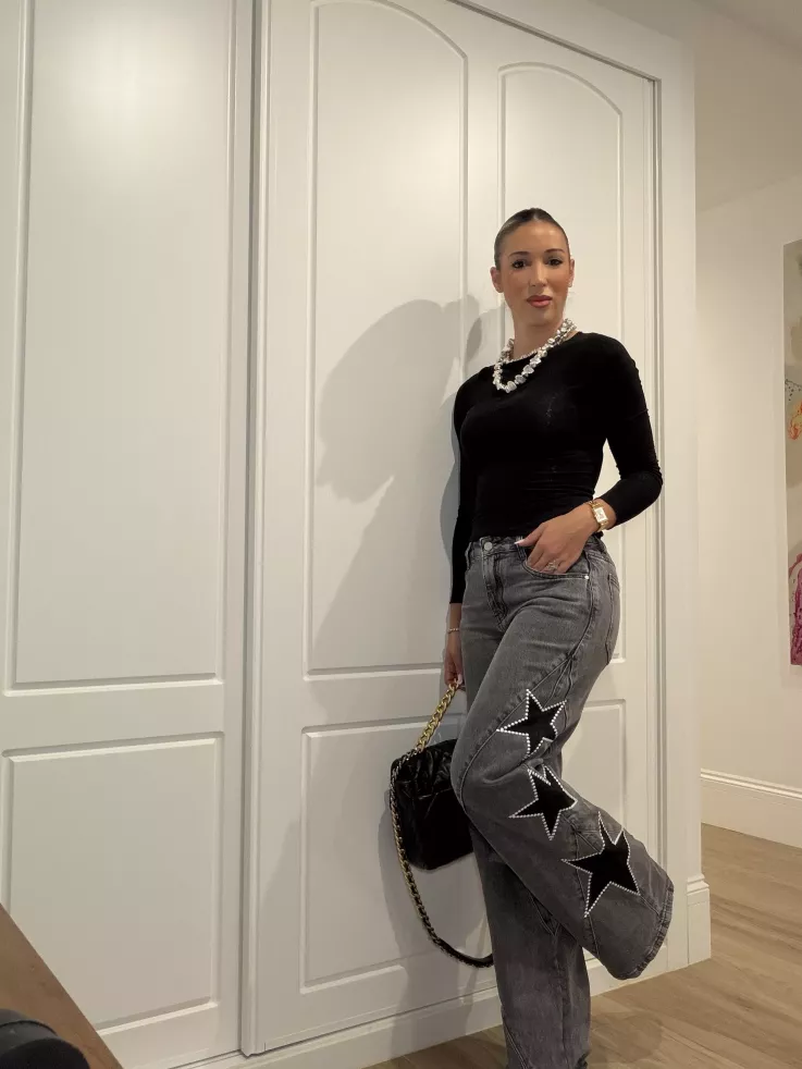 Jeans denim estrella negro