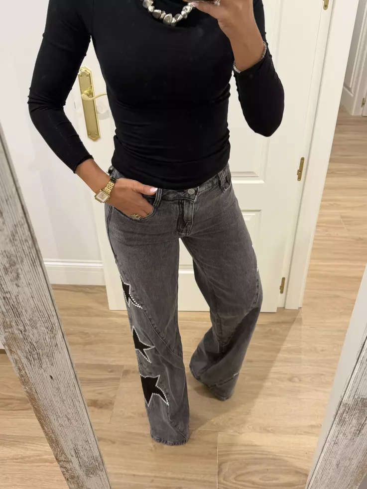 Jeans denim estrella negro
