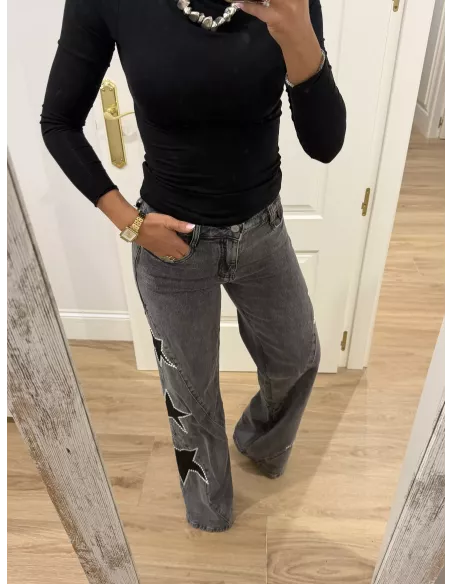 Jeans denim estrella negro