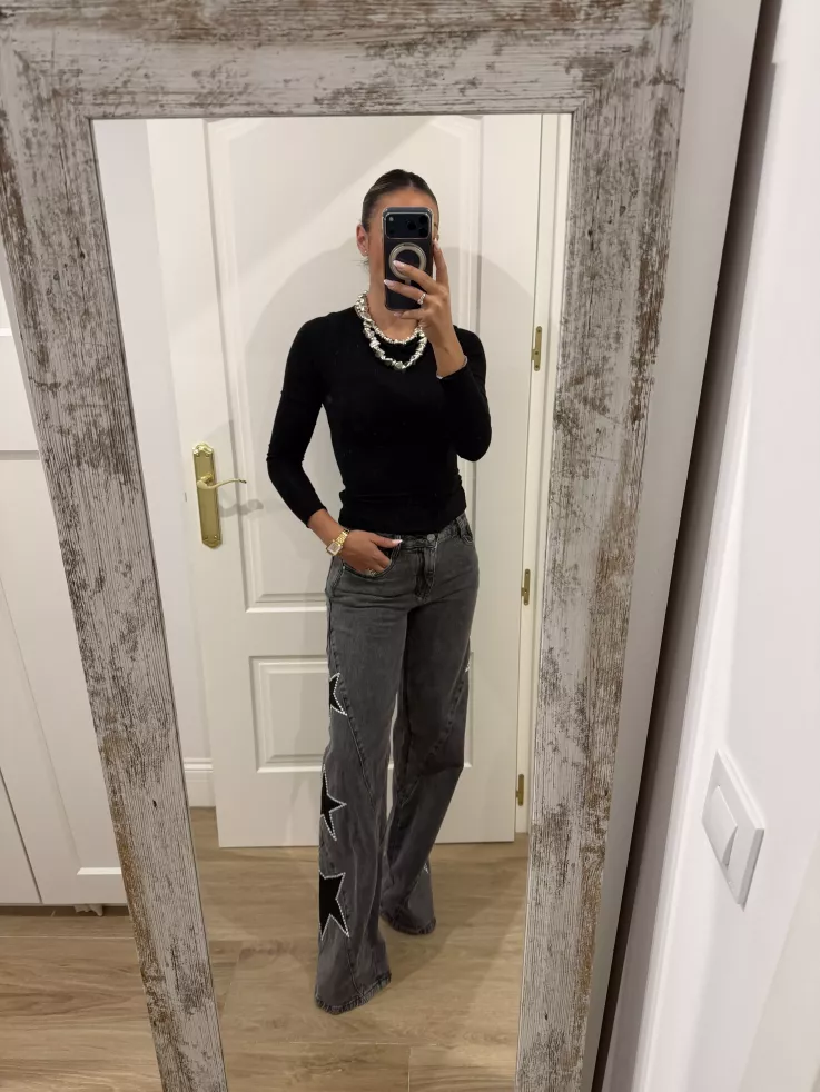 Jeans denim estrella negro