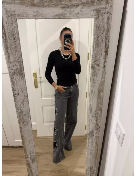 Jeans denim estrella negro