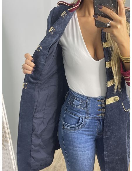 Levita corte militar azul y vino