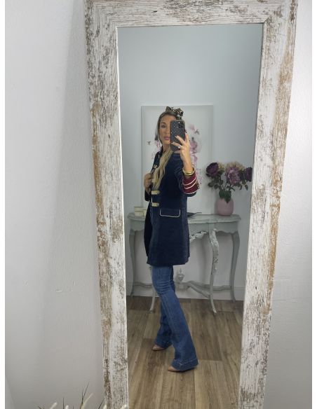 Levita corte militar azul y vino