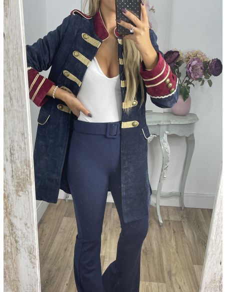 Levita corte militar azul y vino