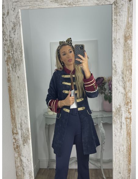 Levita corte militar azul y vino