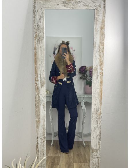 Levita corte militar azul y vino