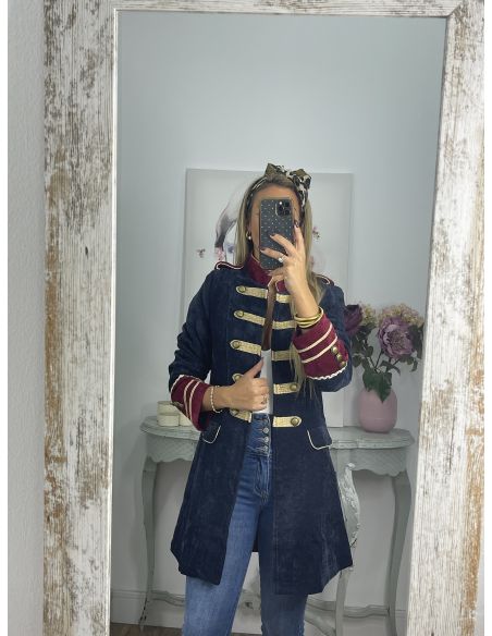 Levita corte militar azul y vino