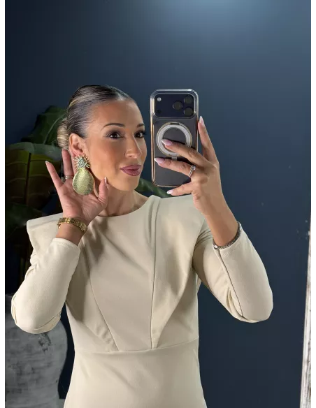 Pendientes dorados con Coral verdeagua