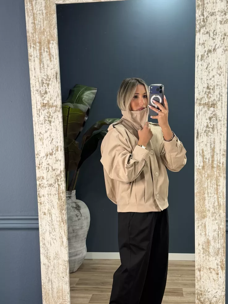 Bomber pliegue beige