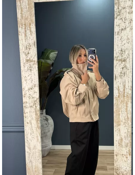 Bomber pliegue beige