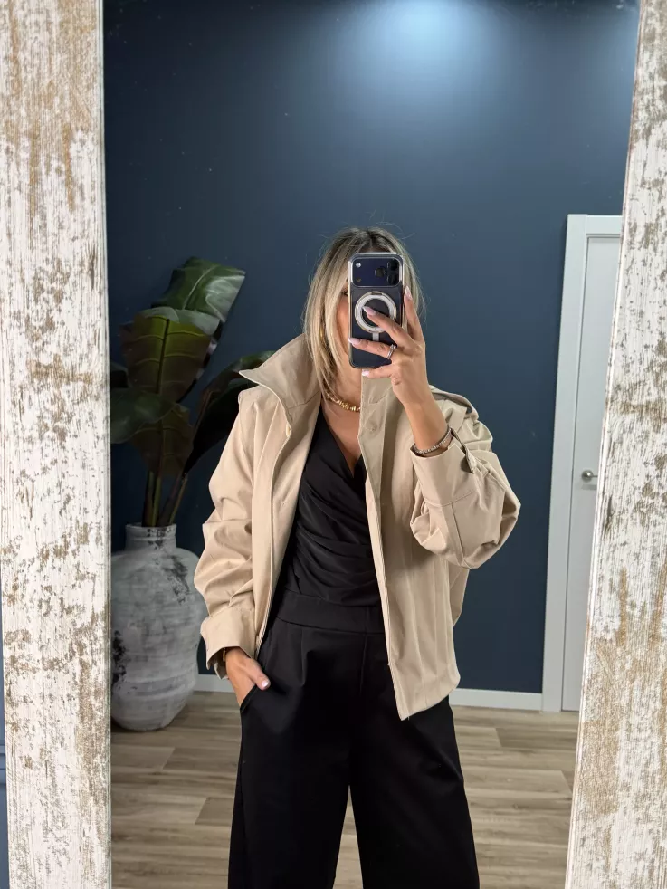 Bomber pliegue beige