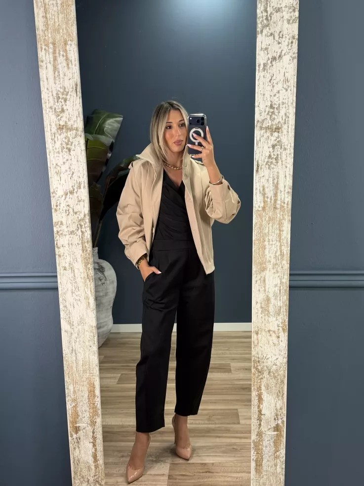 Bomber pliegue beige