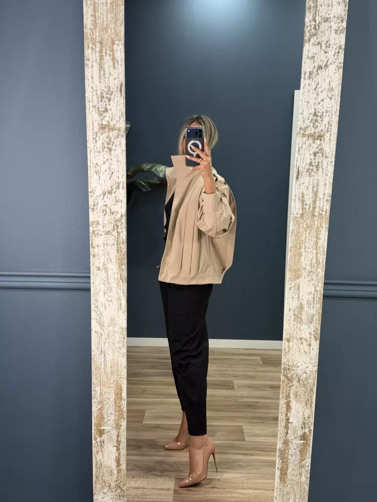 Bomber pliegue beige