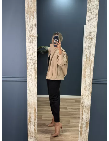 Bomber pliegue beige