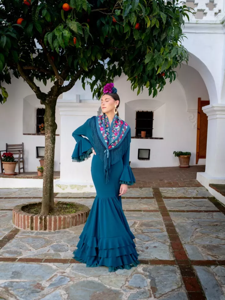 Vestido Belmonte azul petróleo