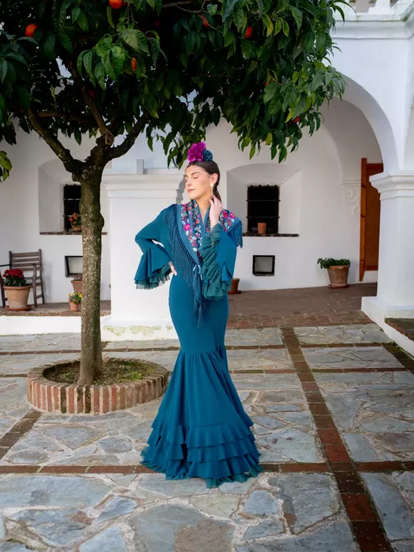 Vestido Belmonte azul petróleo